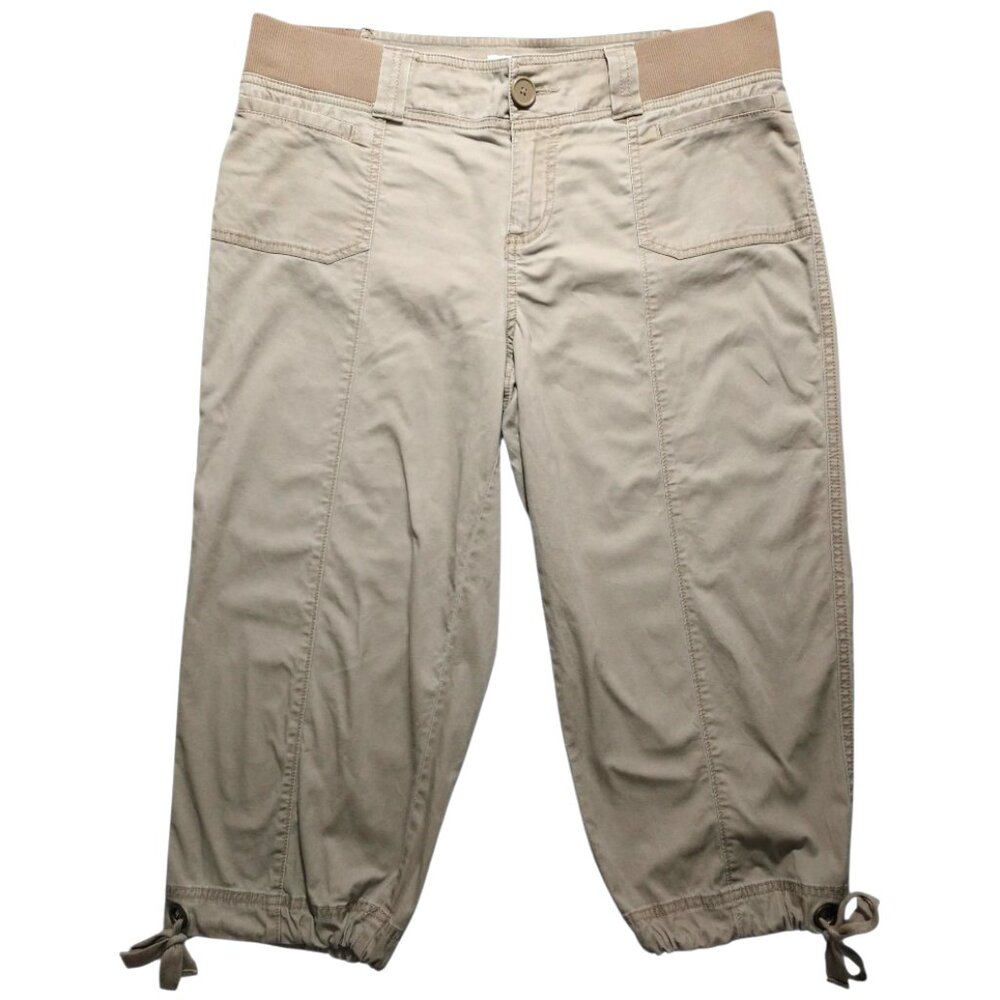 Fashion Bug Women's Tan Capri Drawstring Tie Cuff Size 14